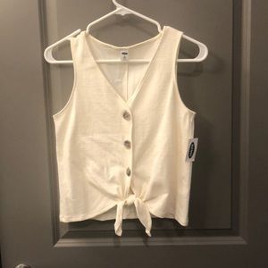 XSP OldNavy Cream sleeveless button front-tie top